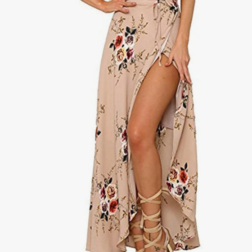 Floral wrap maxi skirt